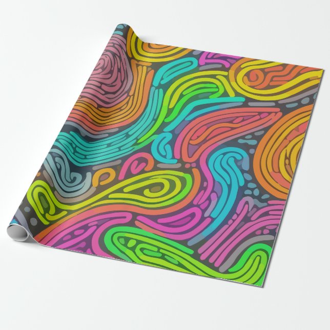 liquid organic neon pattern wrapping paper (Unrolled)