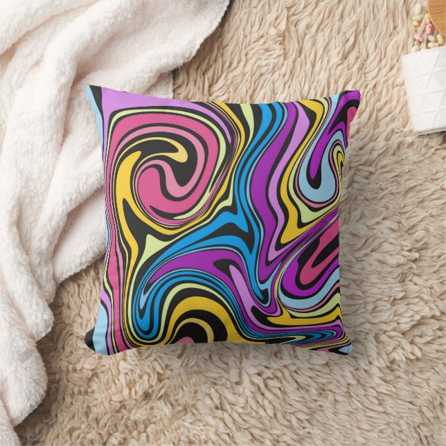 Liquid Paint Marbling Effect Decorative Cushion (Blanket)