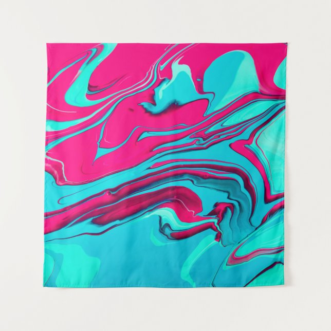 Liquid paper marbling paint background. Fluid pain Tapestry (Front)