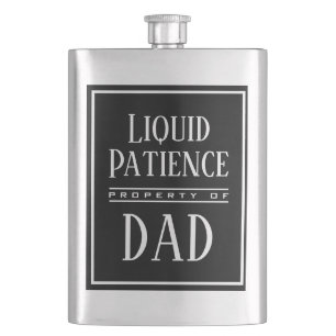 Liquid Patience Modern Personalised Initials Black Hip Flask