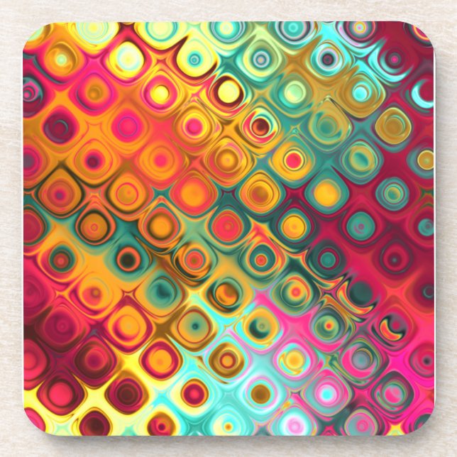 Liquid Rainbow Dots Coaster (Front)