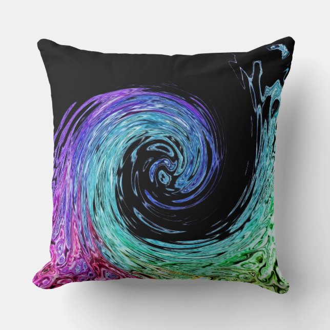 Liquid Rainbow Wave Throw Pillow (Front)