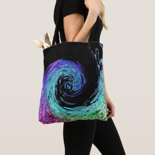 Liquid Rainbow Wave Tote Bag