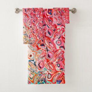 Liquid Red Gel Abstract Bath Towel Set