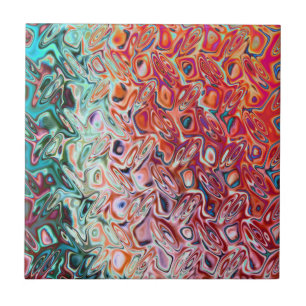 Liquid Red Gel Abstract Ceramic Tile