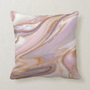 Liquid Rose Marble and gold Cushion