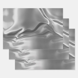 Liquid Silver Digital Print Wrapping Paper Sheet