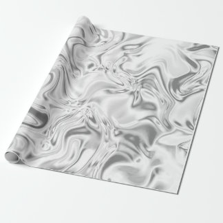 Liquid Silver Satin Marbled Effect Metallic Swirl Wrapping Paper