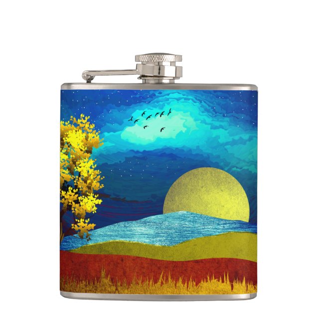 Liquid Sky Landscape Hip Flask (Front)