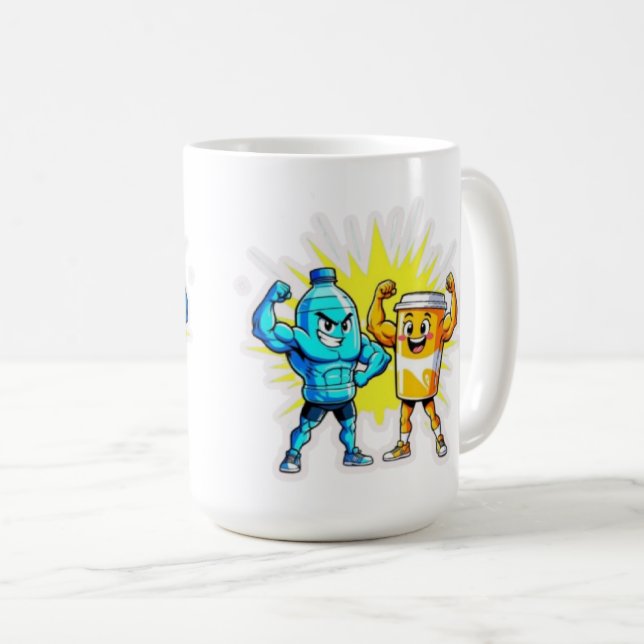 Liquid Strength – Funny Juice & Water Muscle Desig Coffee Mug (Front Right)
