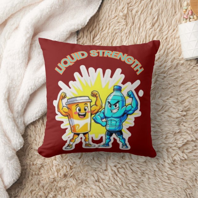 Liquid Strength – Funny Juice & Water Muscle Desig Cushion (Blanket)