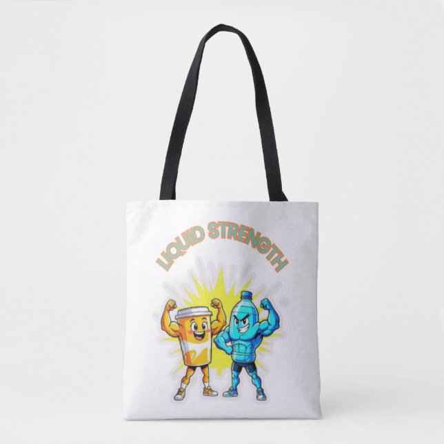 Liquid Strength – Funny Juice & Water Muscle Desig Tote Bag (Front)