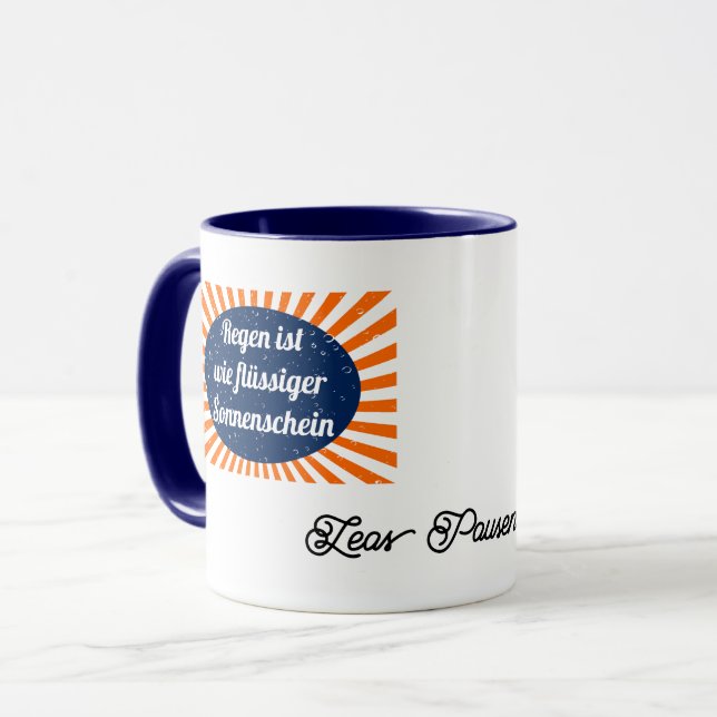 Liquid sunshine with names mug (Front Left)