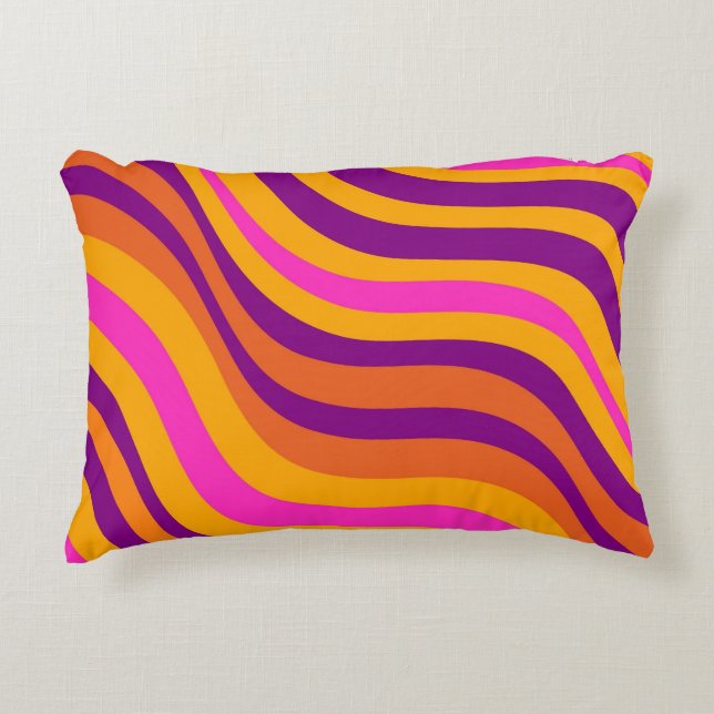Liquid Swirl Flow Groovy Stripe Y2K Pattern Decorative Cushion (Front)