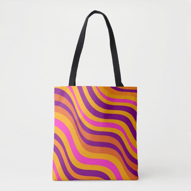 Liquid Swirl Flow Groovy Stripe Y2K Pattern Tote Bag (Front)