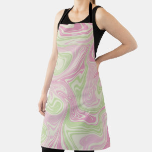 Liquid Swirl Green Pink Pattern Apron