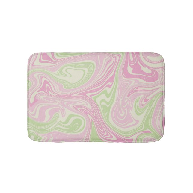 Liquid Swirl Green Pink Pattern Bath Mat (Front)