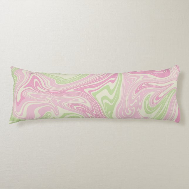 Liquid Swirl Green Pink Pattern Body Cushion (Front)