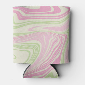 Liquid Swirl Green Pink Pattern Can Cooler