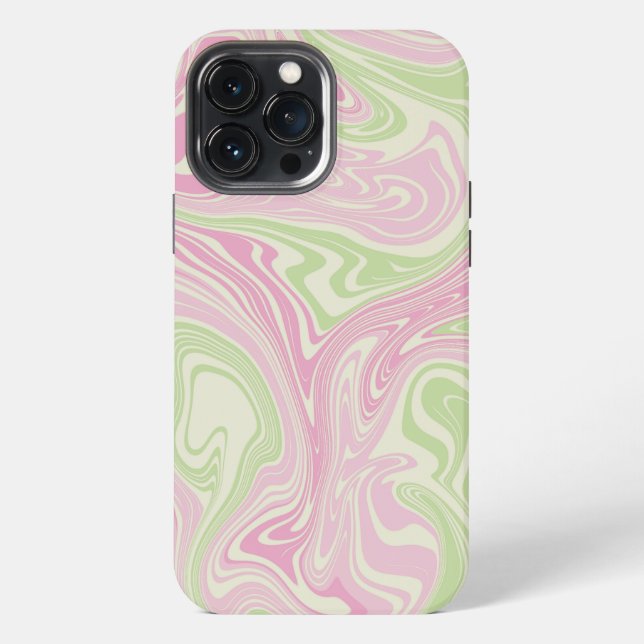 Liquid Swirl Green Pink Pattern iPhone Case (Back)