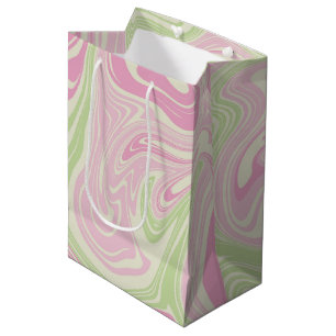 Liquid Swirl Green Pink Pattern Medium Gift Bag