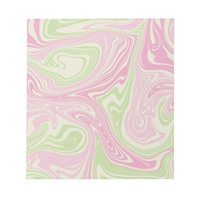 Liquid Swirl Green Pink Pattern Notepad (Front)