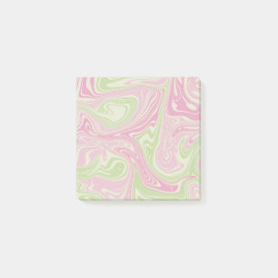 Liquid Swirl Green Pink Pattern Post-it Notes
