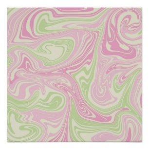 Liquid Swirl Green Pink Pattern Poster
