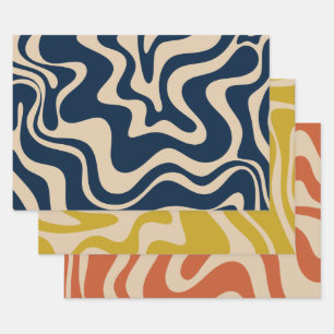 Liquid Swirl Retro Abstract Pattern Wrapping Paper Sheet