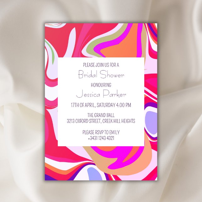 Liquid Vibrant Pink Bright Bridal Shower Invitation (Creator Uploaded)