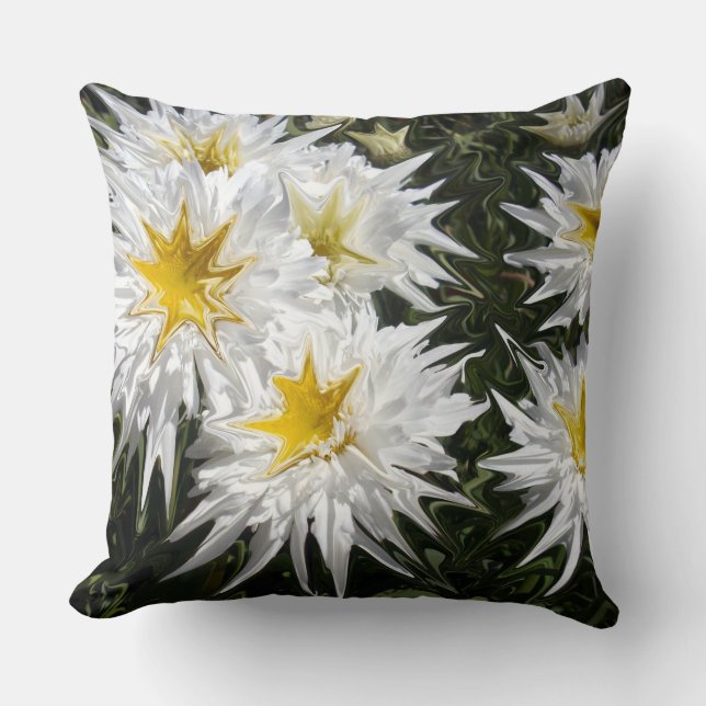 Liquidized White Daisies, Large Cushion. Cushion (Front)