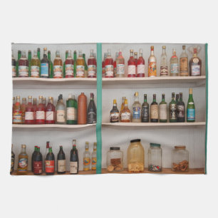 Liquor bottles tea towel