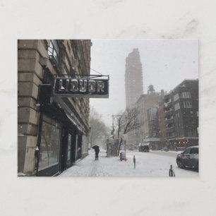 Liquor Store Columbus Avenue Winter Snowstorm NYC Postcard