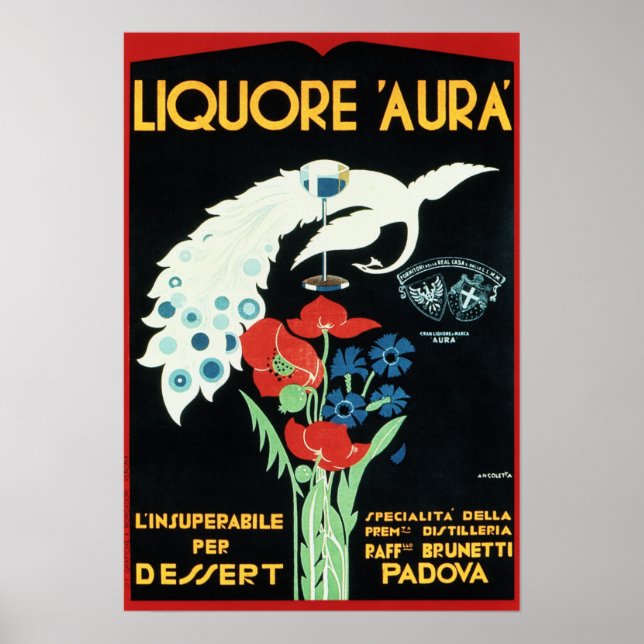 LIQUORE AURA Padova Italy Vintage Liqueur Aperitif Poster (Front)