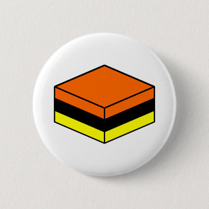 Liquorice All Sort - Orange, Black and Yellow 6 Cm Round Badge