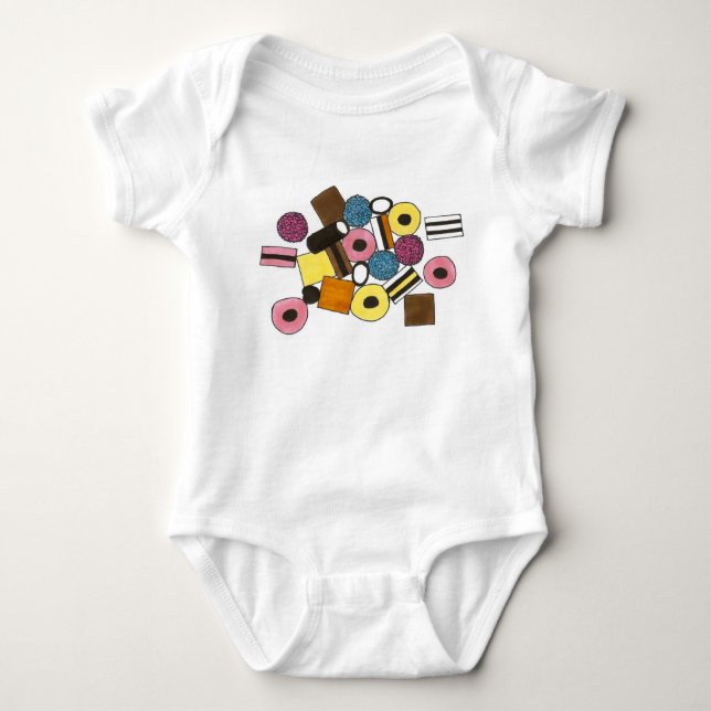 Liquorice All Sorts Allsorts Liquorice Candy Sweet Baby Bodysuit (Front)