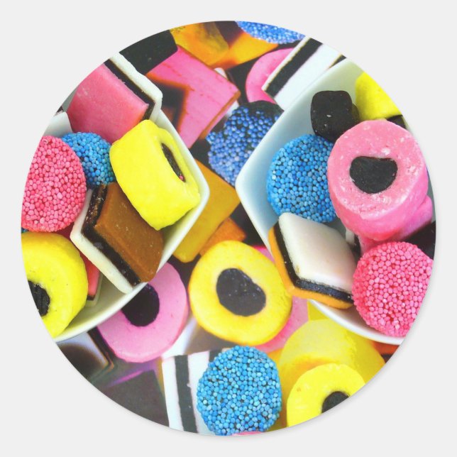 liquorice-allsorts-171343 liquorice allsorts sweet classic round sticker (Front)