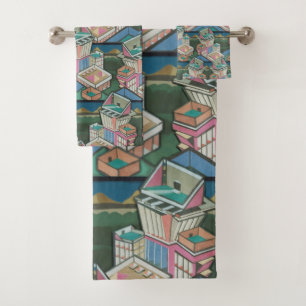 Liquorice allsorts 3D collage in suede Bath Towel Set