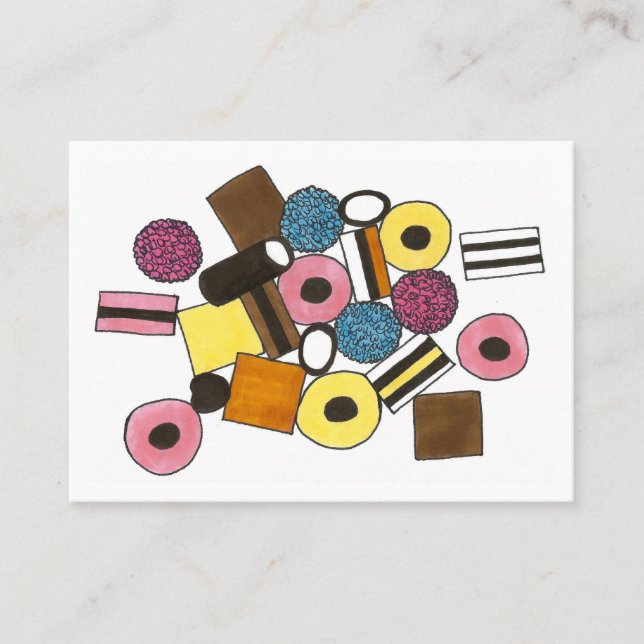 Liquorice Allsorts Candies Candy Shop Sweets Foodi Business Card (Front)