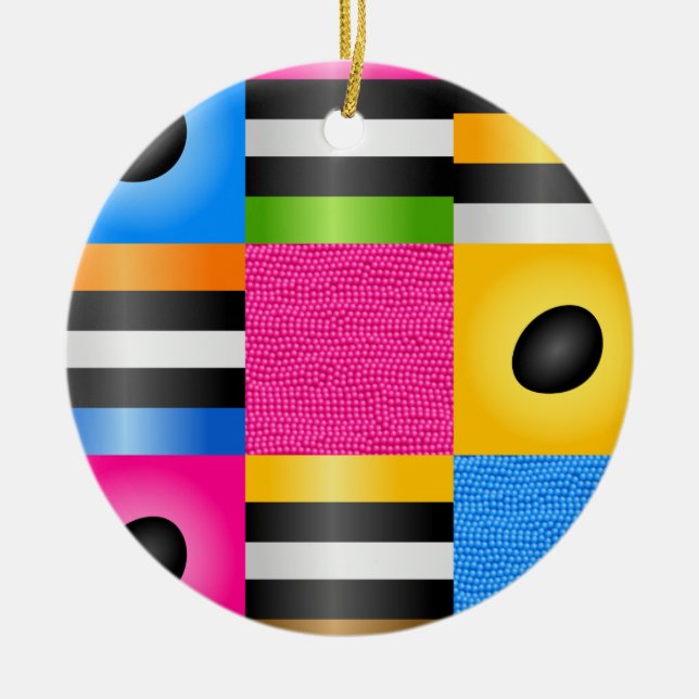 Liquorice Allsorts Candy Pixels Ceramic Ornament (Front)