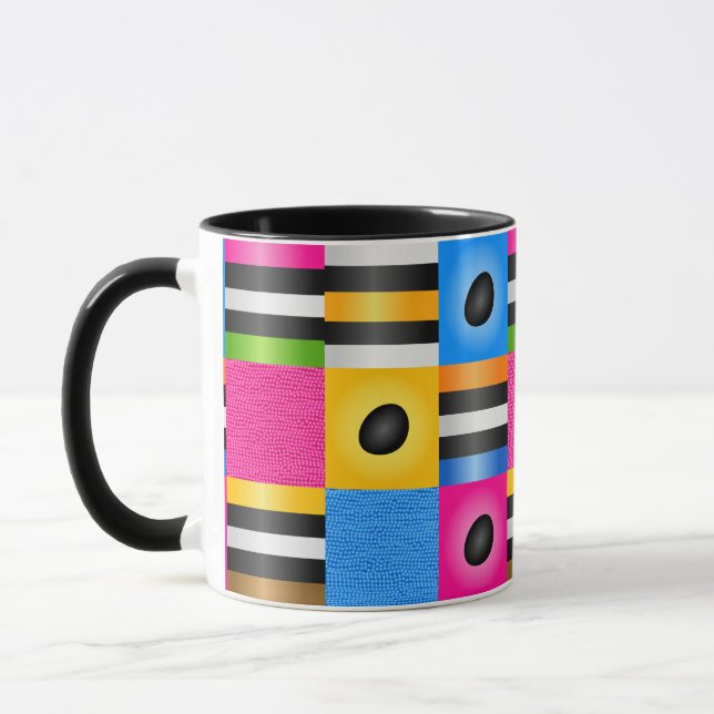 Liquorice Allsorts Candy Pixels Mug (Left)