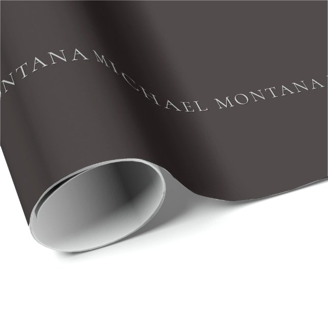 Liquorice Black Minimalist Plain Modern Own Name Wrapping Paper (Roll Corner)