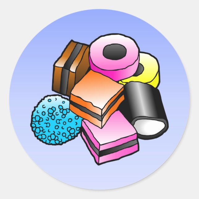 Liquorice Candy Classic Round Sticker (Front)