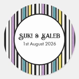 Liquorice candy stripe - wedding sticker