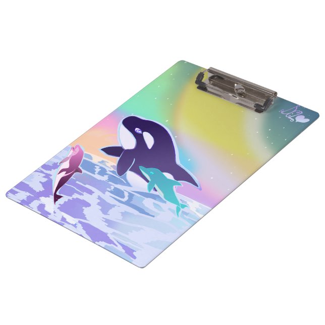 Lisa frank inspired orca and dolphin clipboard (Angled)