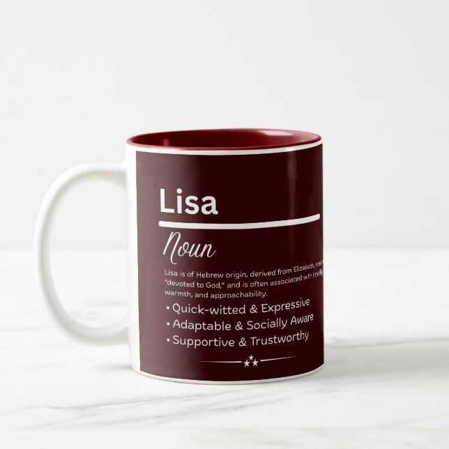 Lisa, Girl Personalized Name Definition Mug (Left)