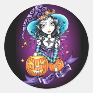 "Lisa" Halloween Pumpkin Witch Stickers