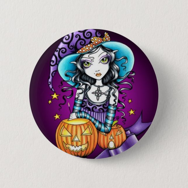 Lisa Magical HALLOWEEN Pumpkin Witch 6 Cm Round Badge (Front)