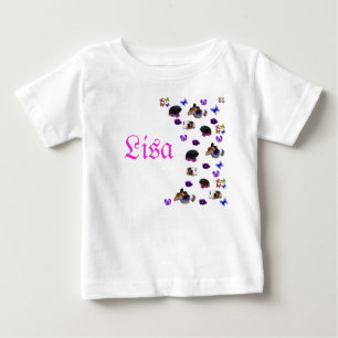 "Lisa", Name With Guinea Pigs And Pansies, Baby T-Shirt