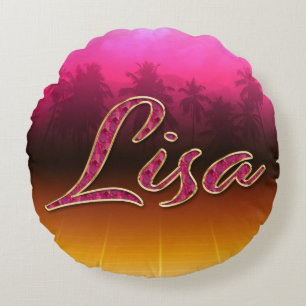 Lisa Vorname Name golden pink Kissen Round Cushion